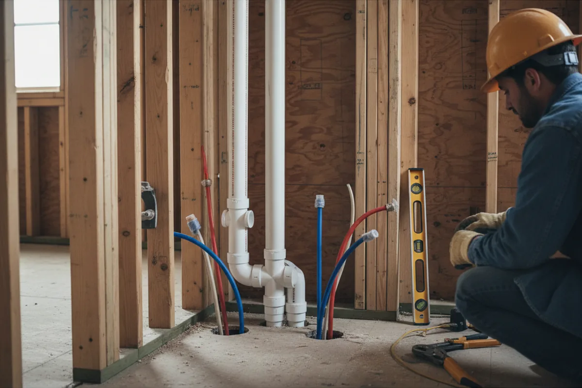 Drain and supply rough-in during Drain Cleaning in Gerrardstown