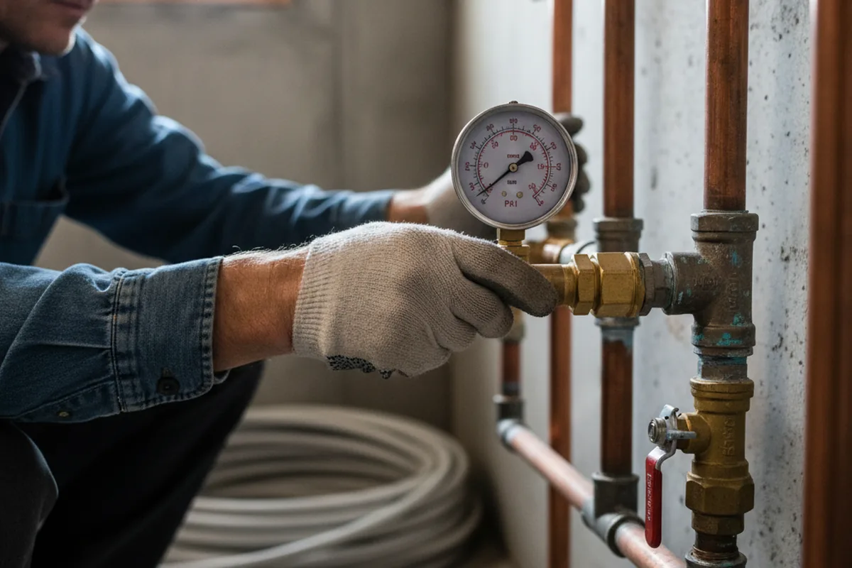 Pressure testing a repaired line during Water Line Repair in Gerrardstown